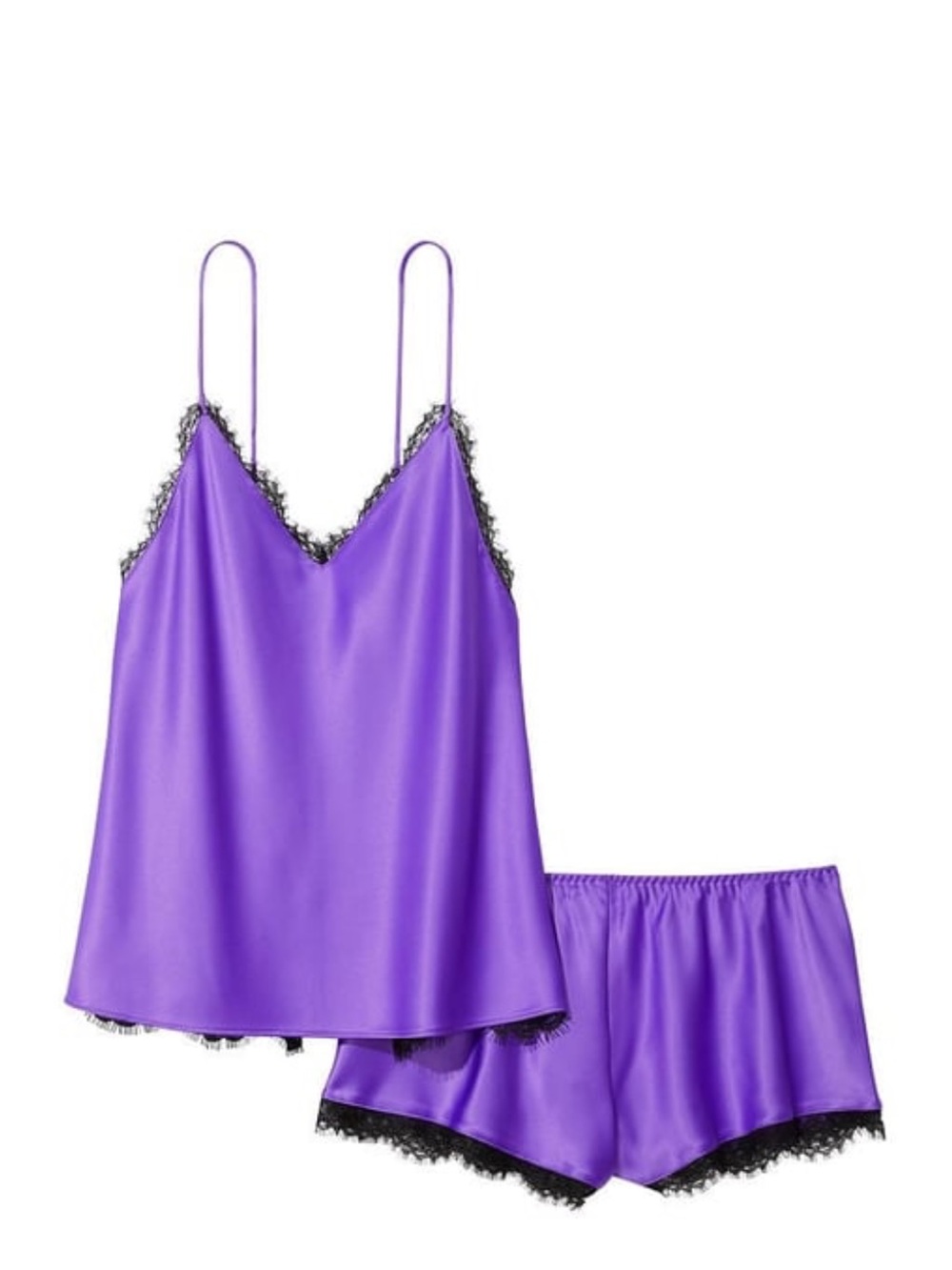 NWT Victoria’s Secret Satin Lace Back Camisole Shorts Set XS - Picture 3 of 9